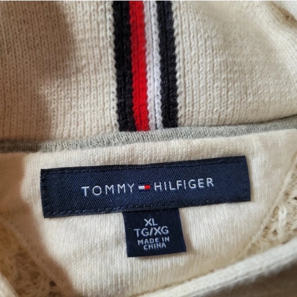 Tommy Hilfiger Sweater Mens XL Beige Long Sleeve Pullover - Picture 5 of 8